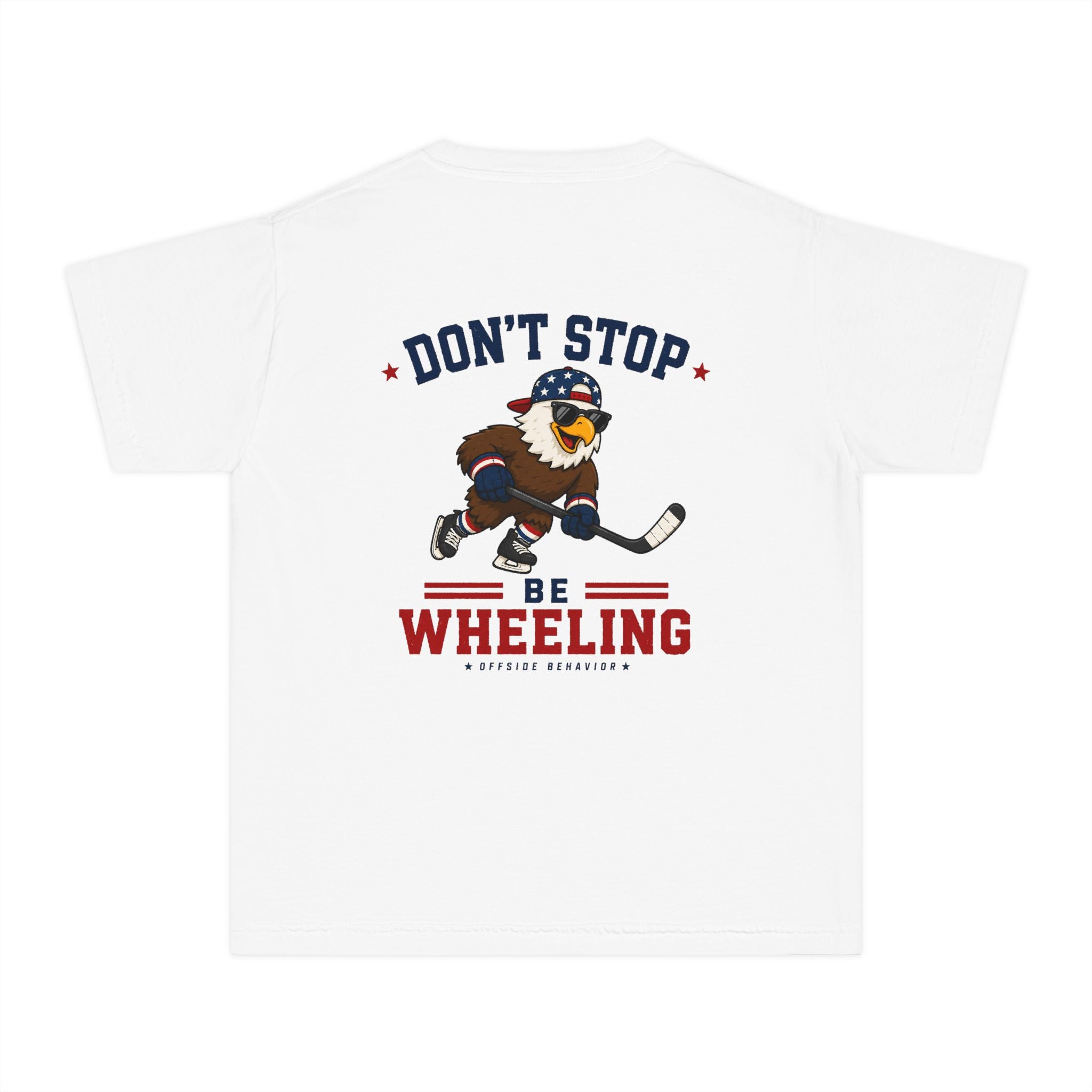 Youth Tee — "Don't Stop Be Wheeling" Patriotic Hockey Eagle Shirt