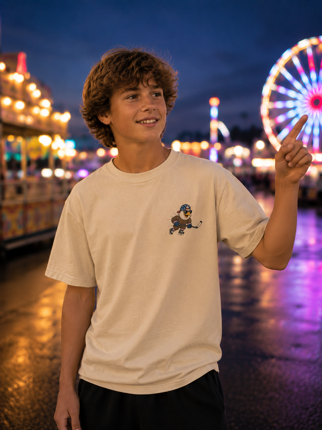 Youth Tee — "Don't Stop Be Wheeling" Patriotic Hockey Eagle Shirt