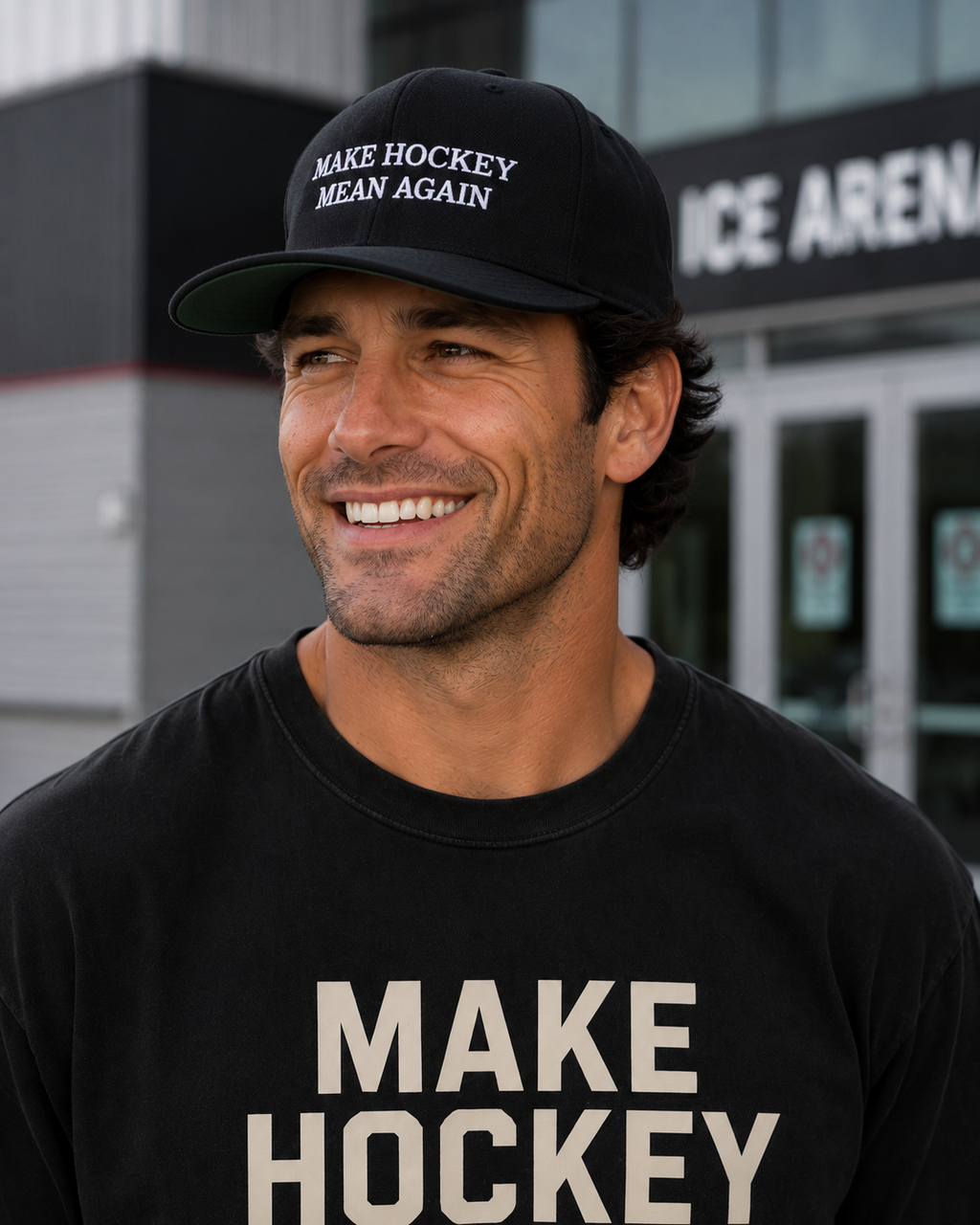 Make Hockey Mean Again Embroidered Flat Bill Cap