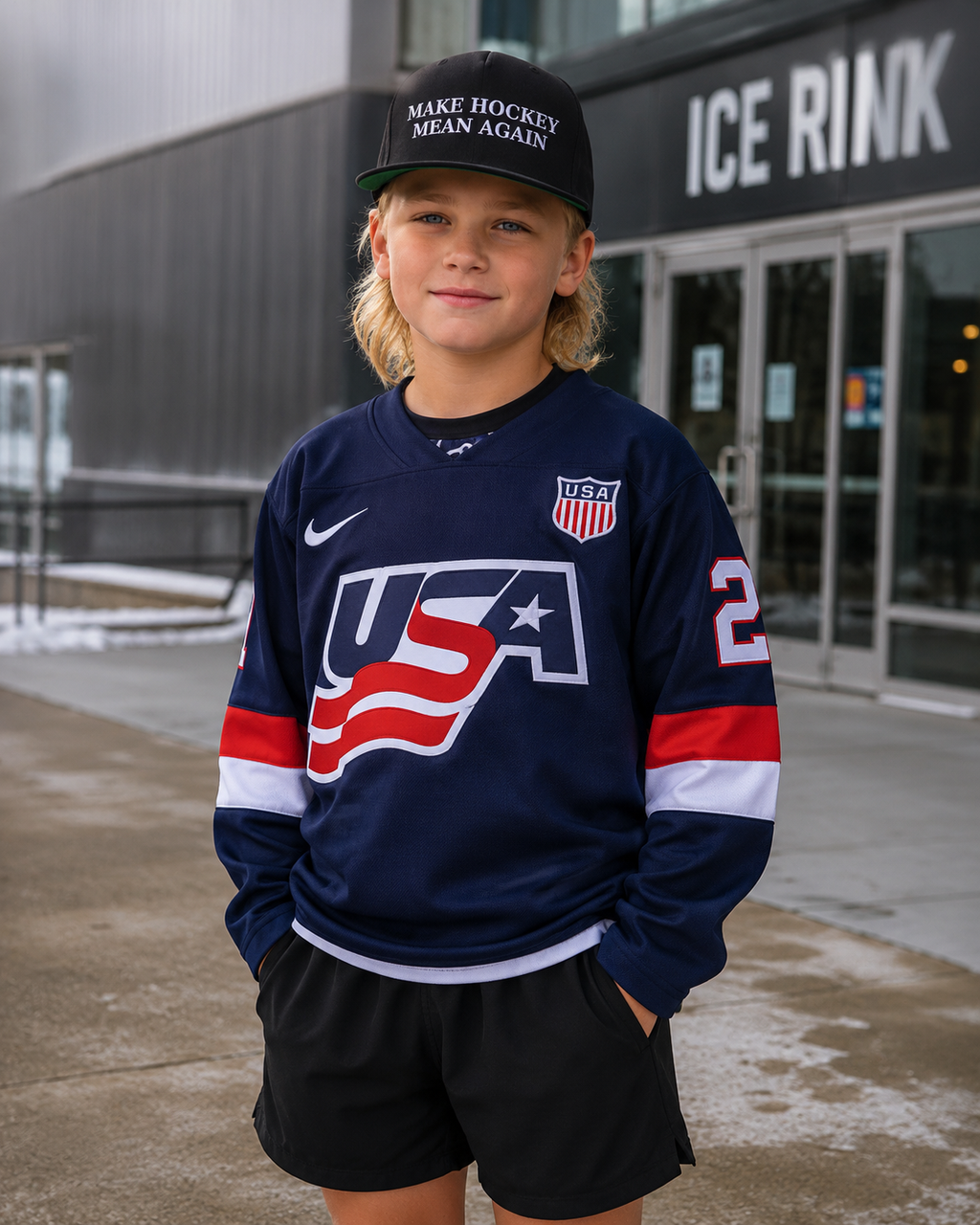 Make Hockey Mean Again Embroidered Flat Bill Cap